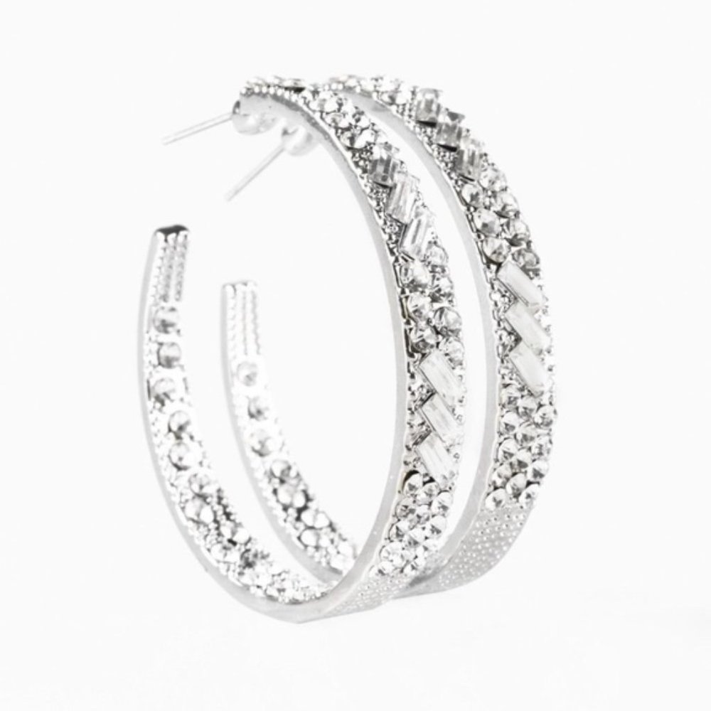 GLITZY By Association White Hoop Earrings